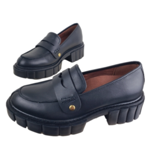 Vionic Elodie Penny Loafer Platform Shoes Size 7 Black Leather Academia Casual